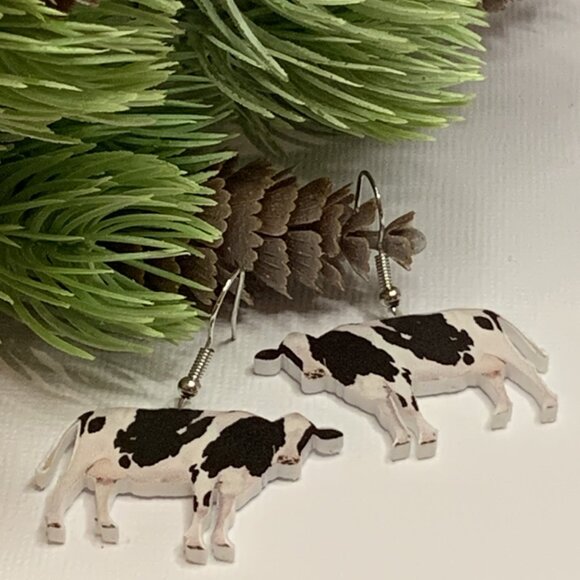 Cow Earring, Heifer Earring, Silly Animal Earring, Cow Jewelry, Gift Idea, Cow - Picture 8 of 8